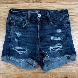 American Eagle high-waisted distressed denim shorts